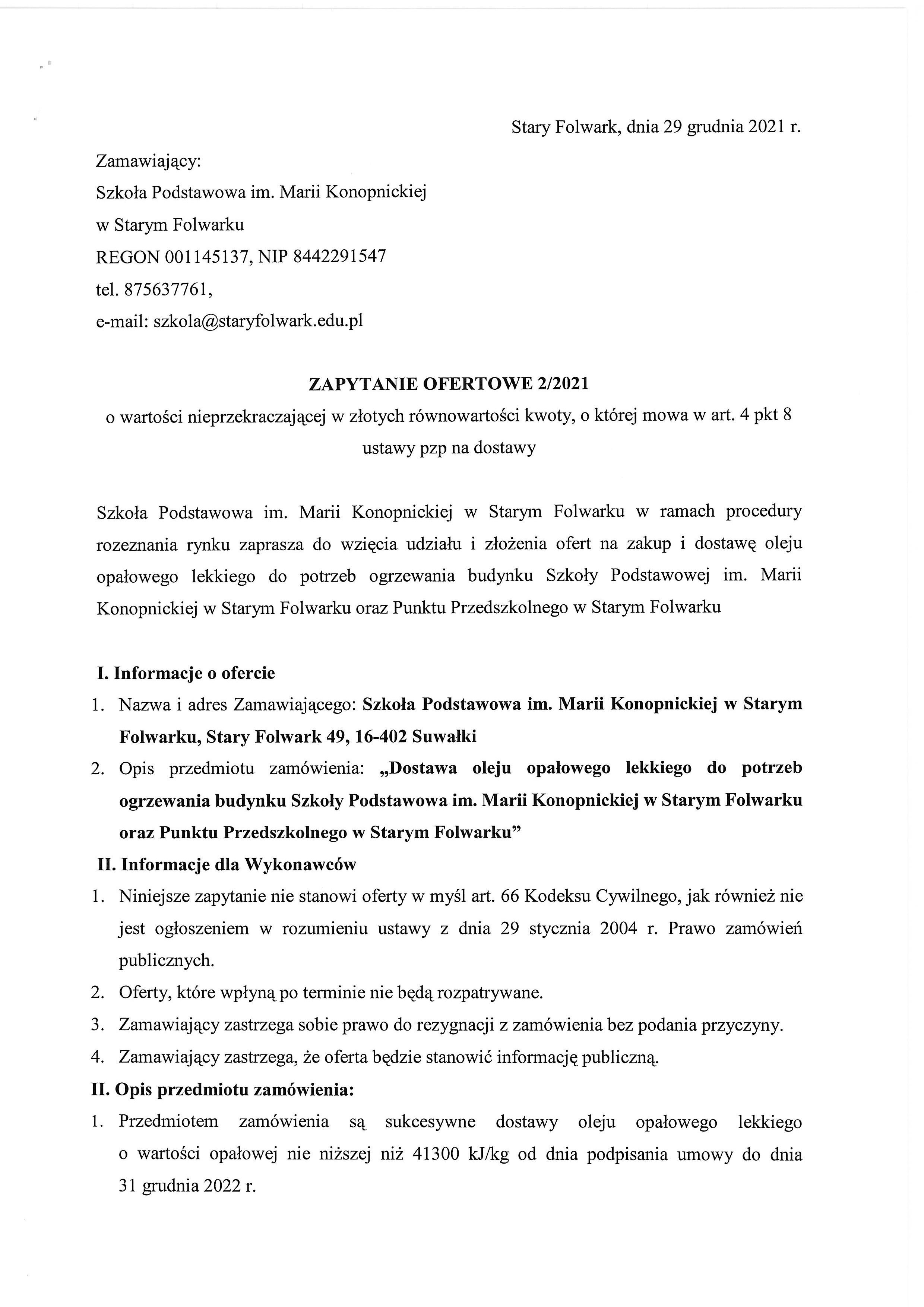 ZAPYTANIE OFERTOWE