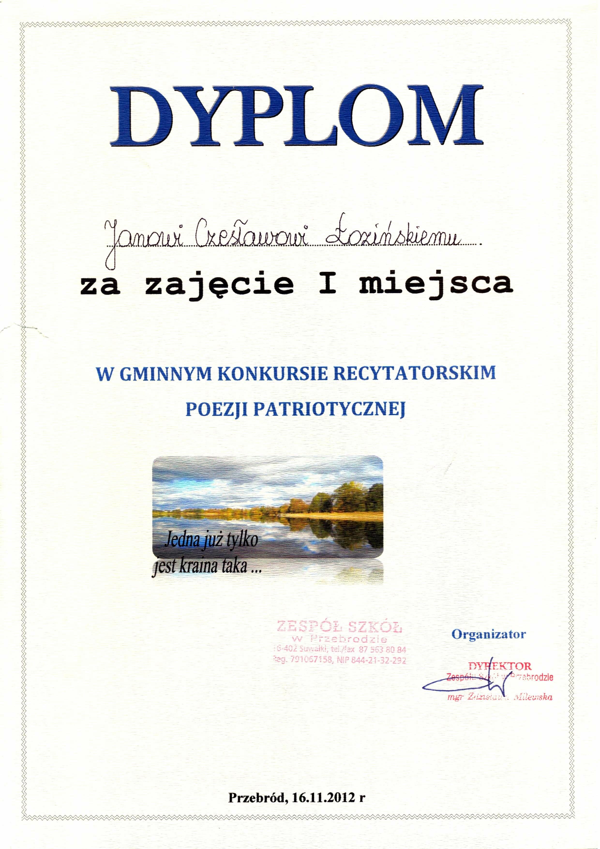 Gminny Konkurs Recytatorski Poezji Patriotycznej