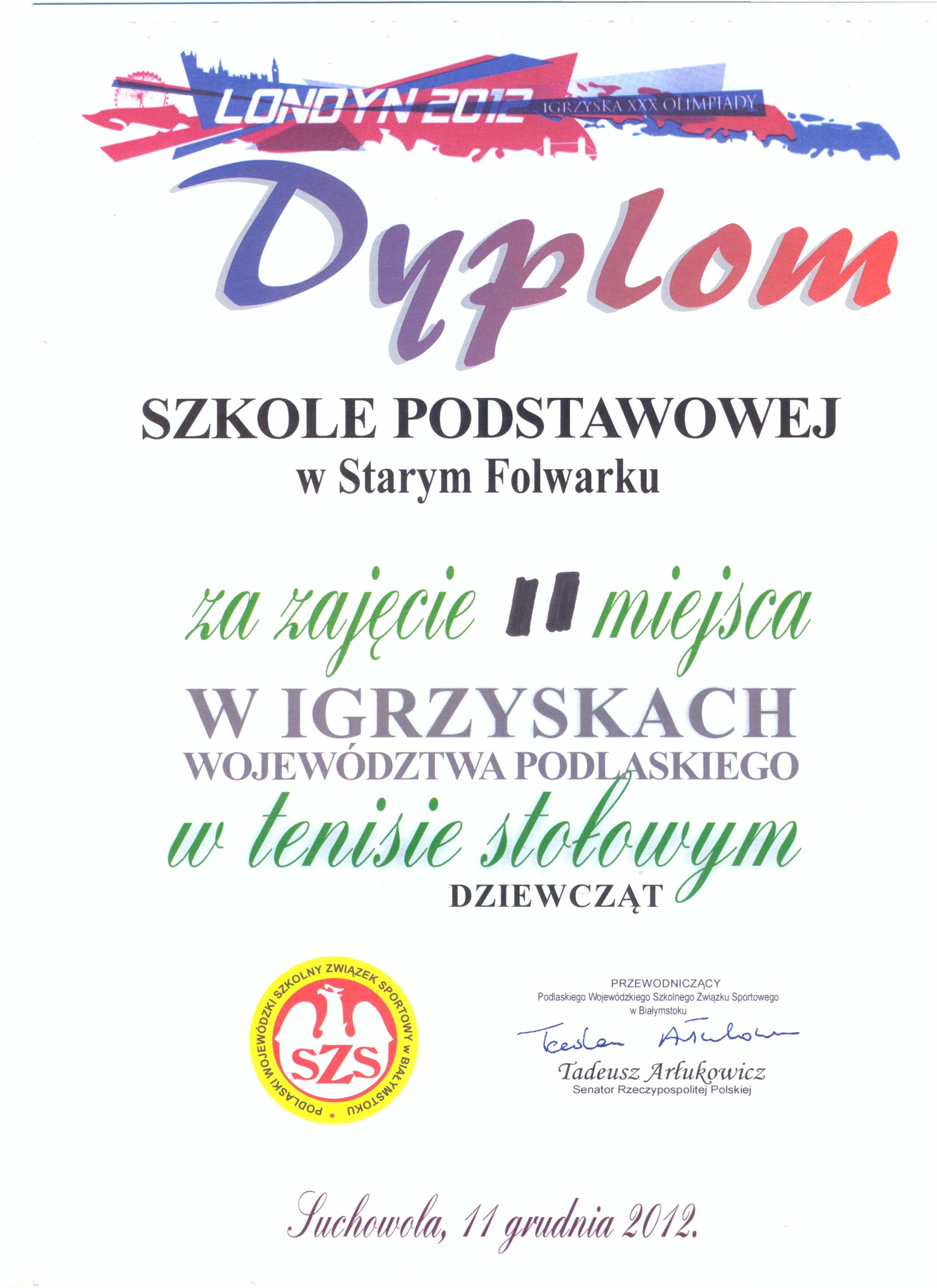 Igrzyska Województwa Podlaskiego w tenisie stołowym